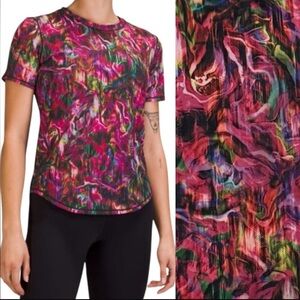 New Lululemon High Neck Running and Training T-Shirt Hyper Flow Pink Mul…